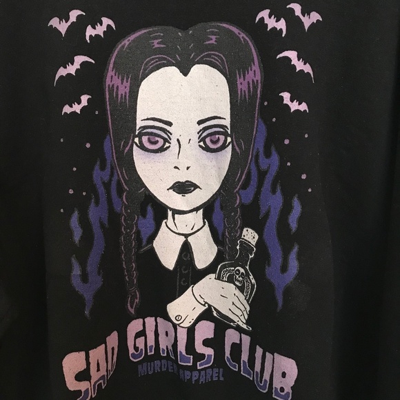 Halloween Mad Appeal Wednesday Mad Girl Club Graphic Cotton Sweatshirt Size L - Picture 3 of 4